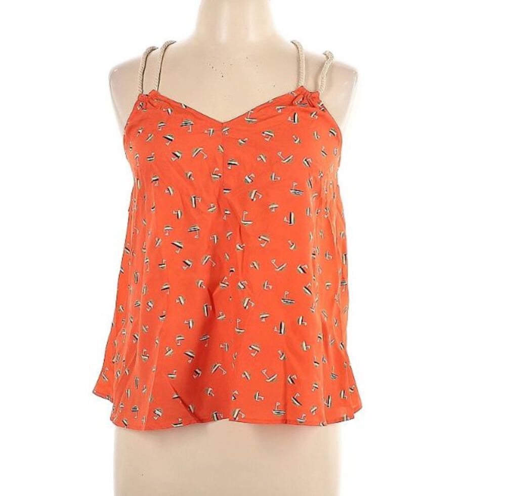 Women's Large Sleeveless Top Cami Mustard Seed Halter Neckline Orange NWT
